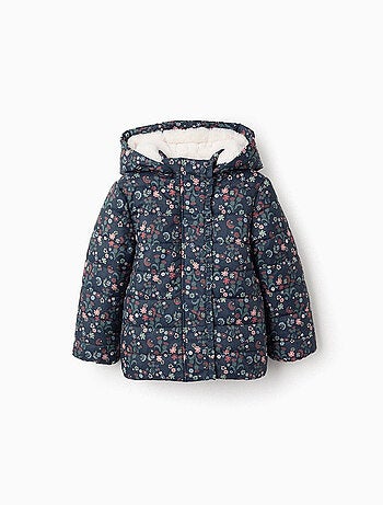Doudoune Florale avec Capuche Amovible