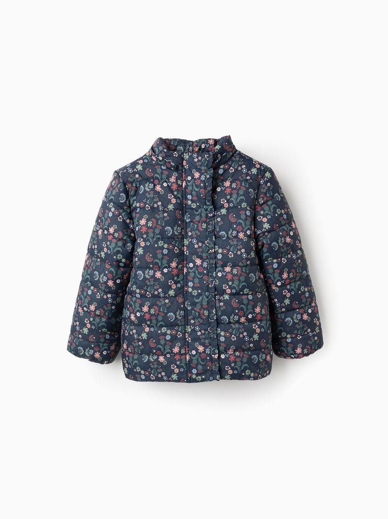 Doudoune Florale avec Capuche Amovible Bleu foncé - Kiabi