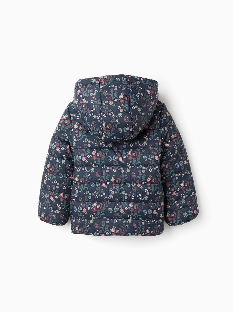 Doudoune Florale avec Capuche Amovible Bleu foncé - Kiabi