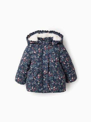 Doudoune Florale avec Capuche Amovible