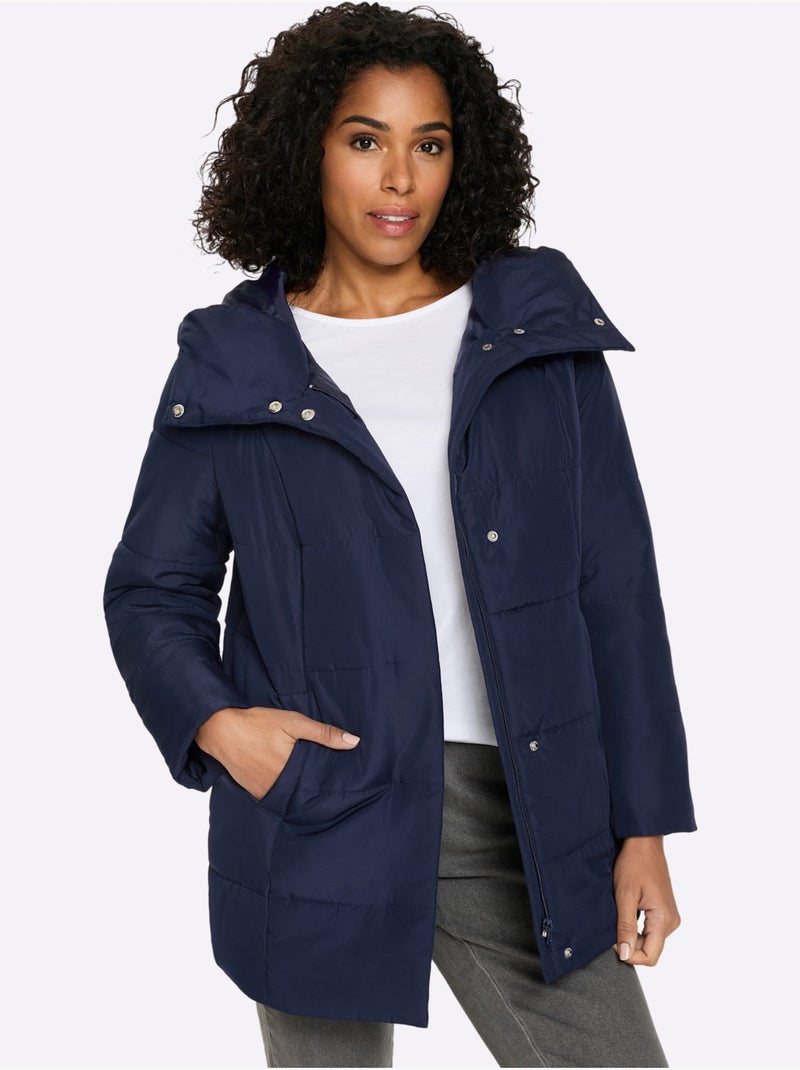 Doudoune Glissière Sous Patte De Boutonnage Pression - Taille Standard - Moda Vilona Bleu marine - Kiabi