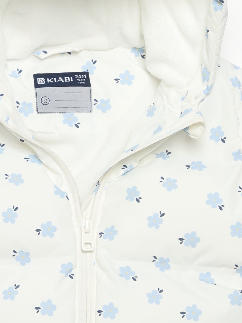 Doudoune imprimée matelassée à capuche Bleu - Kiabi