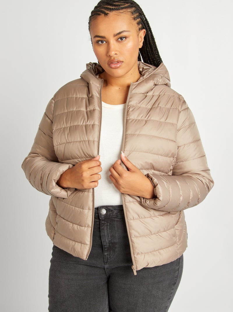 Doudoune légère à capuche Beige - Kiabi