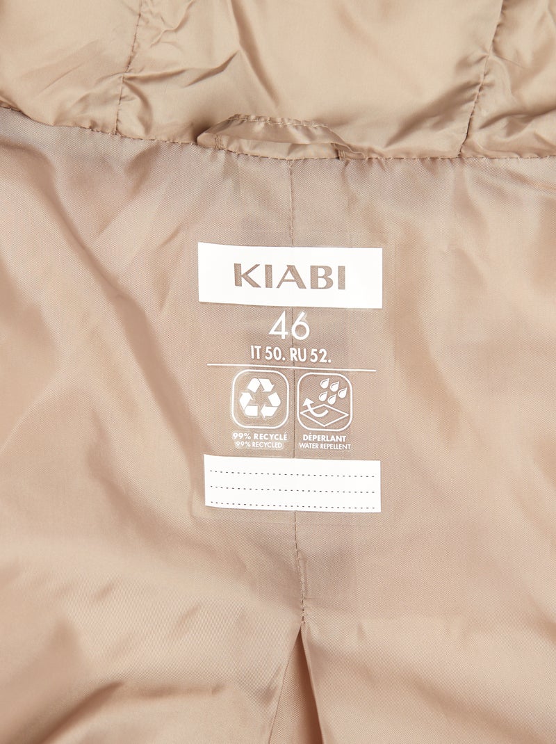 Doudoune légère à capuche Beige - Kiabi
