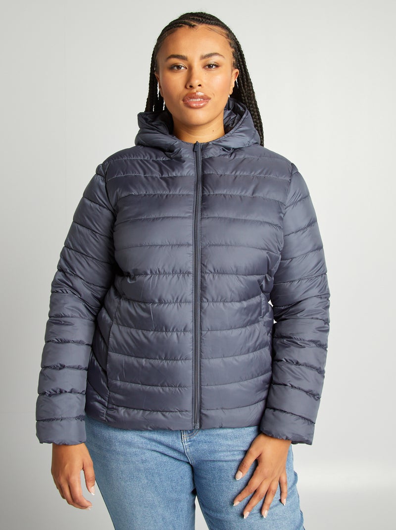 Doudoune légère à capuche Gris bleu - Kiabi