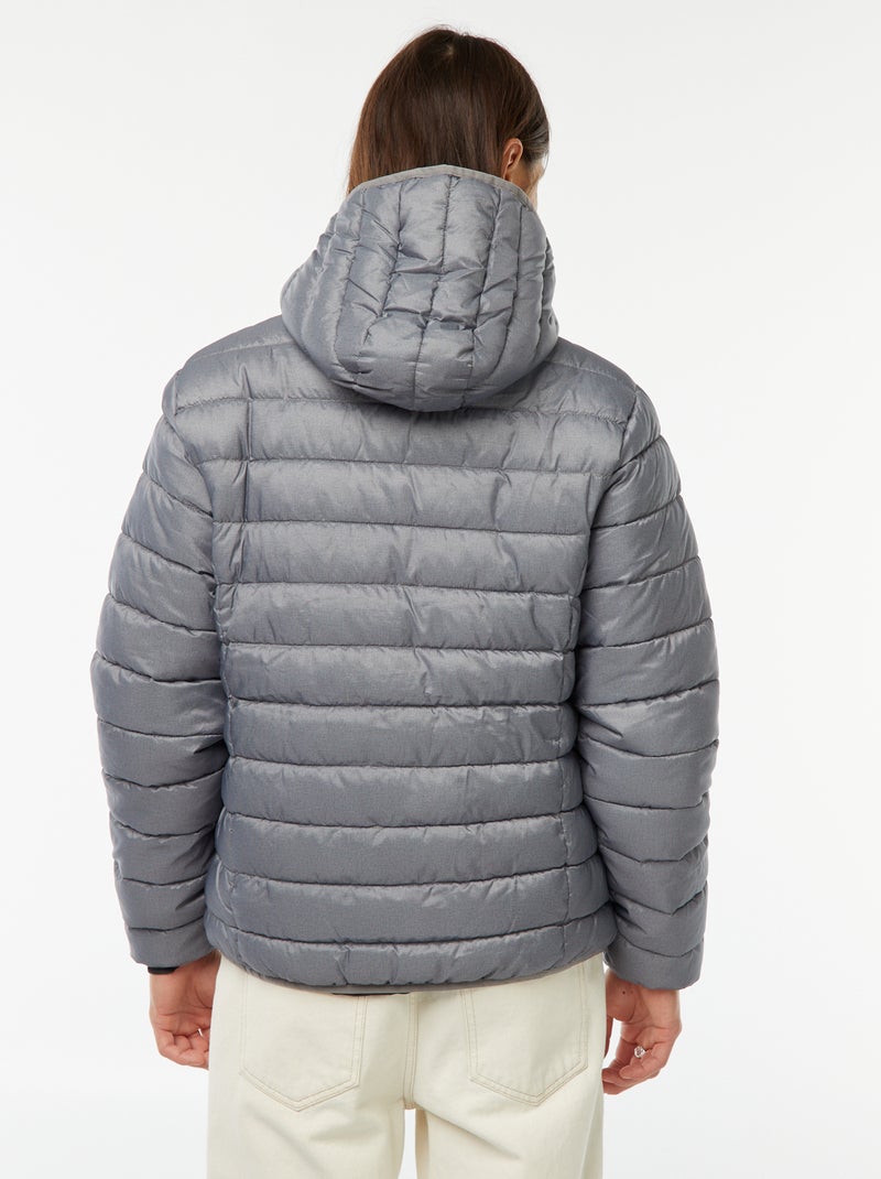 Doudoune légère à capuche Gris - Kiabi