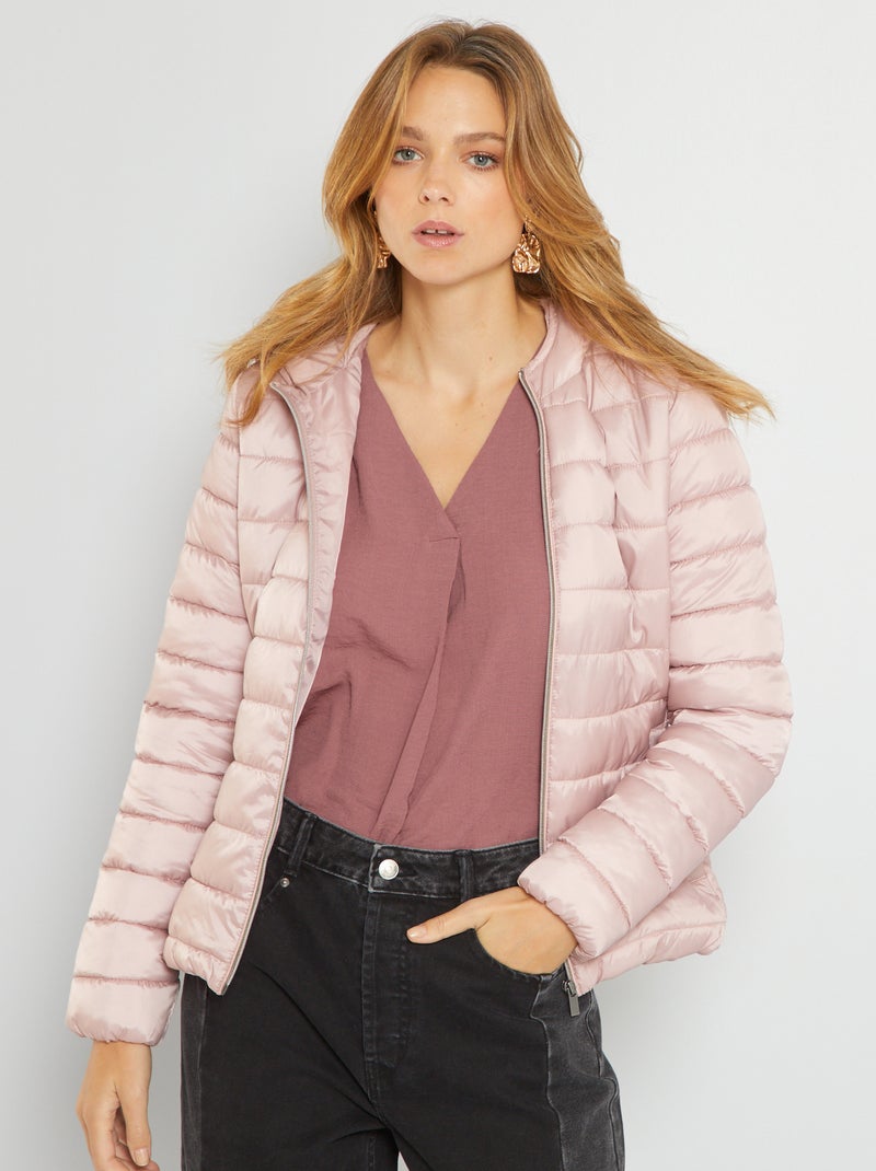 Doudoune légère à capuche Rose - Kiabi