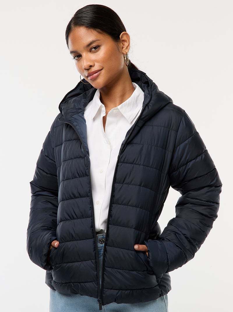 Doudoune légère à capuche unie Bleu Femme Kiabi