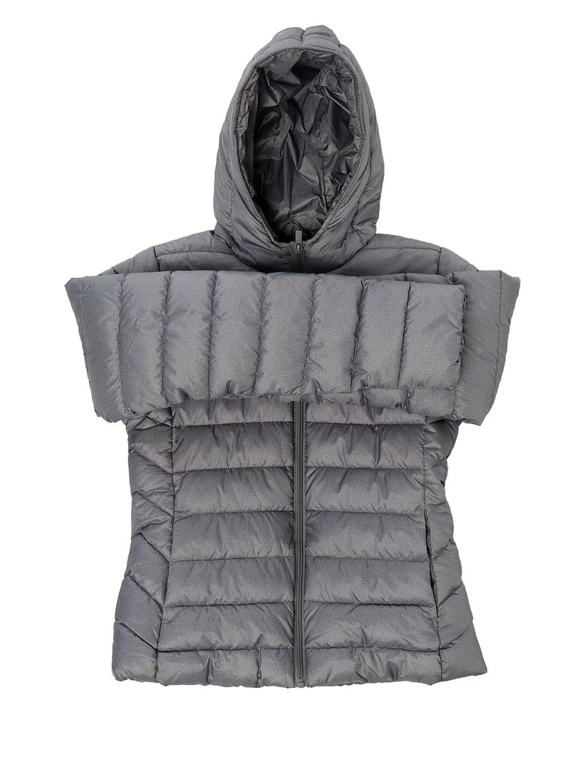 Doudoune légère à capuche unie Gris - Kiabi