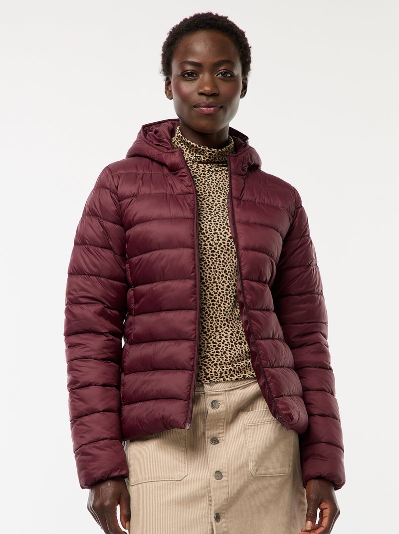 Doudoune légère à capuche unie Rouge Femme Kiabi