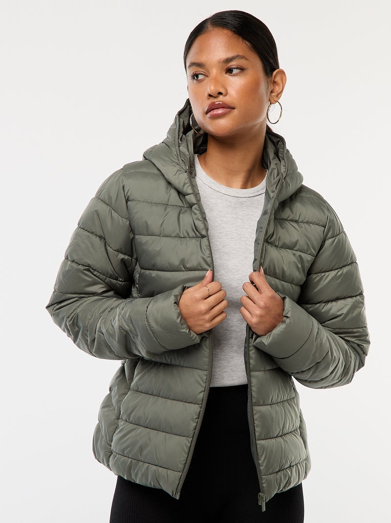 Doudoune légère à capuche unie Vert Femme Kiabi