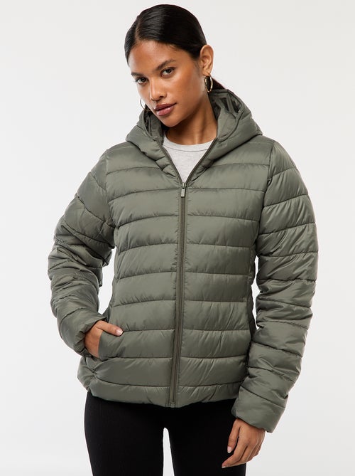 Doudoune légère à capuche unie - Kiabi