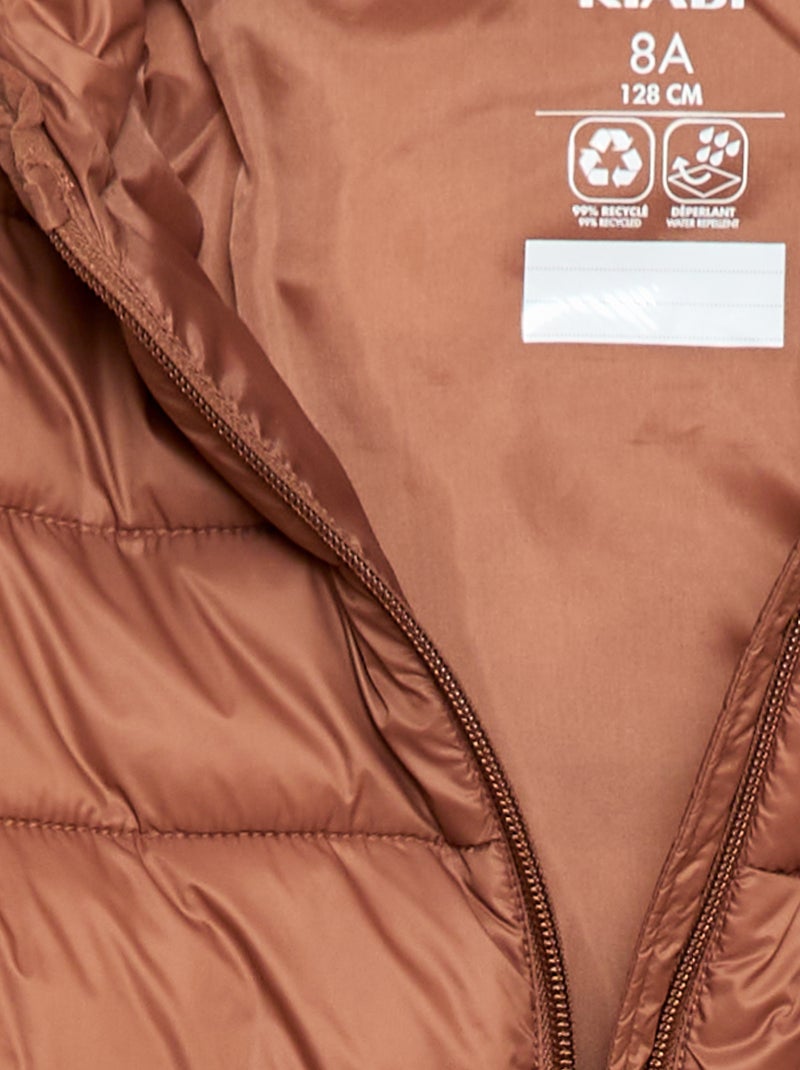 Doudoune légère avec capuche Marron - Kiabi