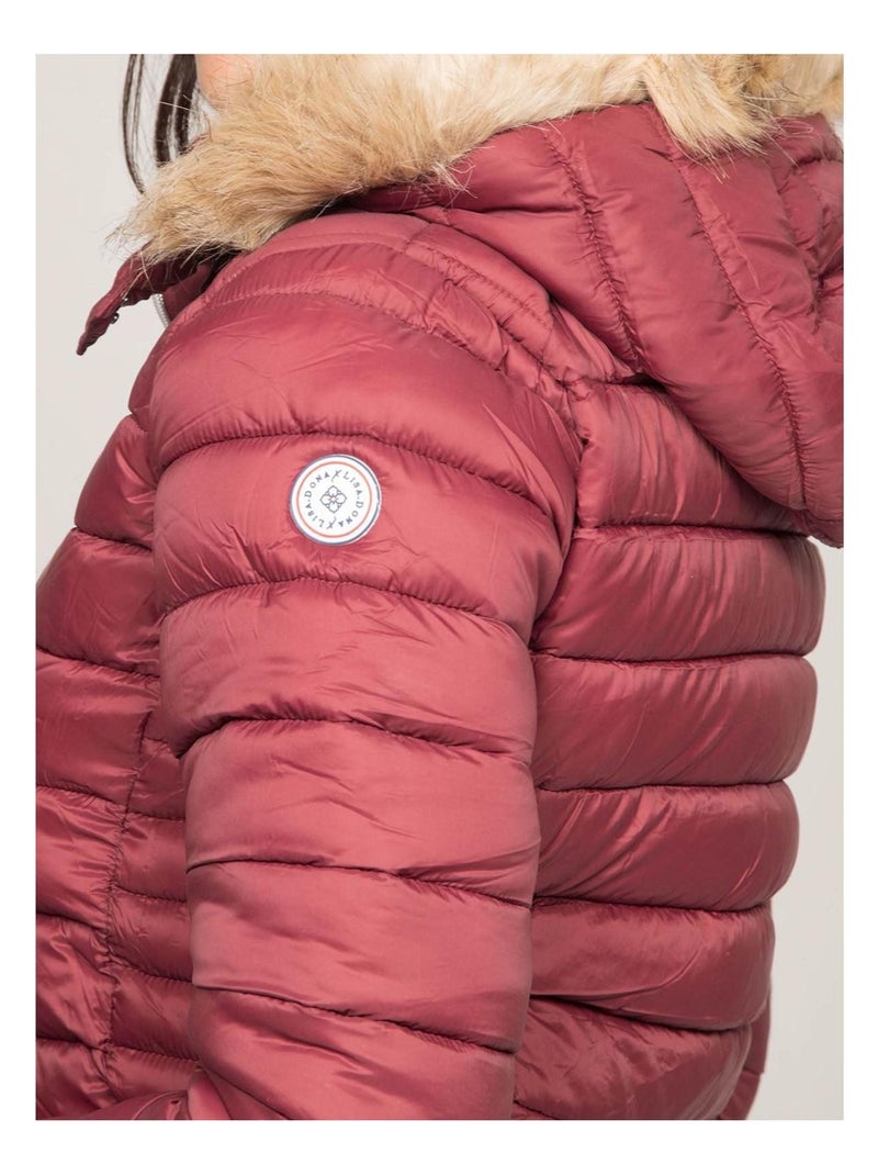 Doudoune légère capuche amovible UBAYE Bordeaux - Kiabi