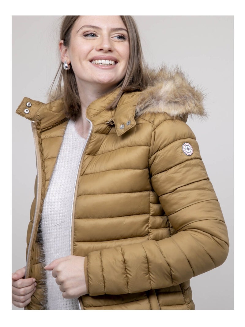 Doudoune légère capuche amovible UBAYE Marron caramel - Kiabi