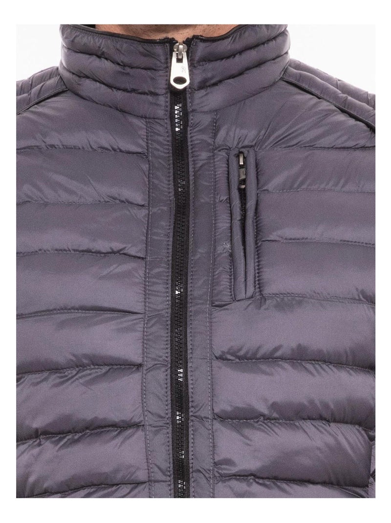 Doudoune légère col officier ZABROK Gris - Kiabi