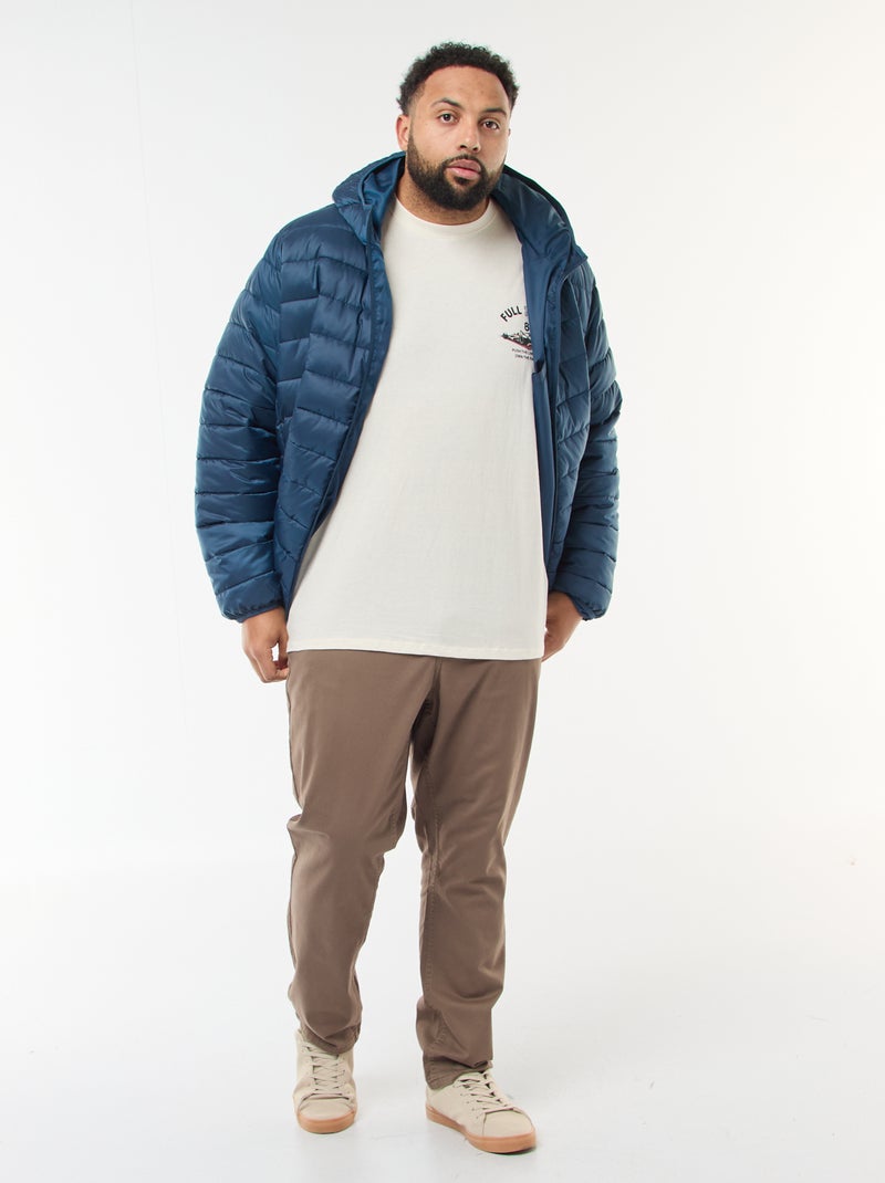 Doudoune légère matelassée avec capuche Bleu - Kiabi