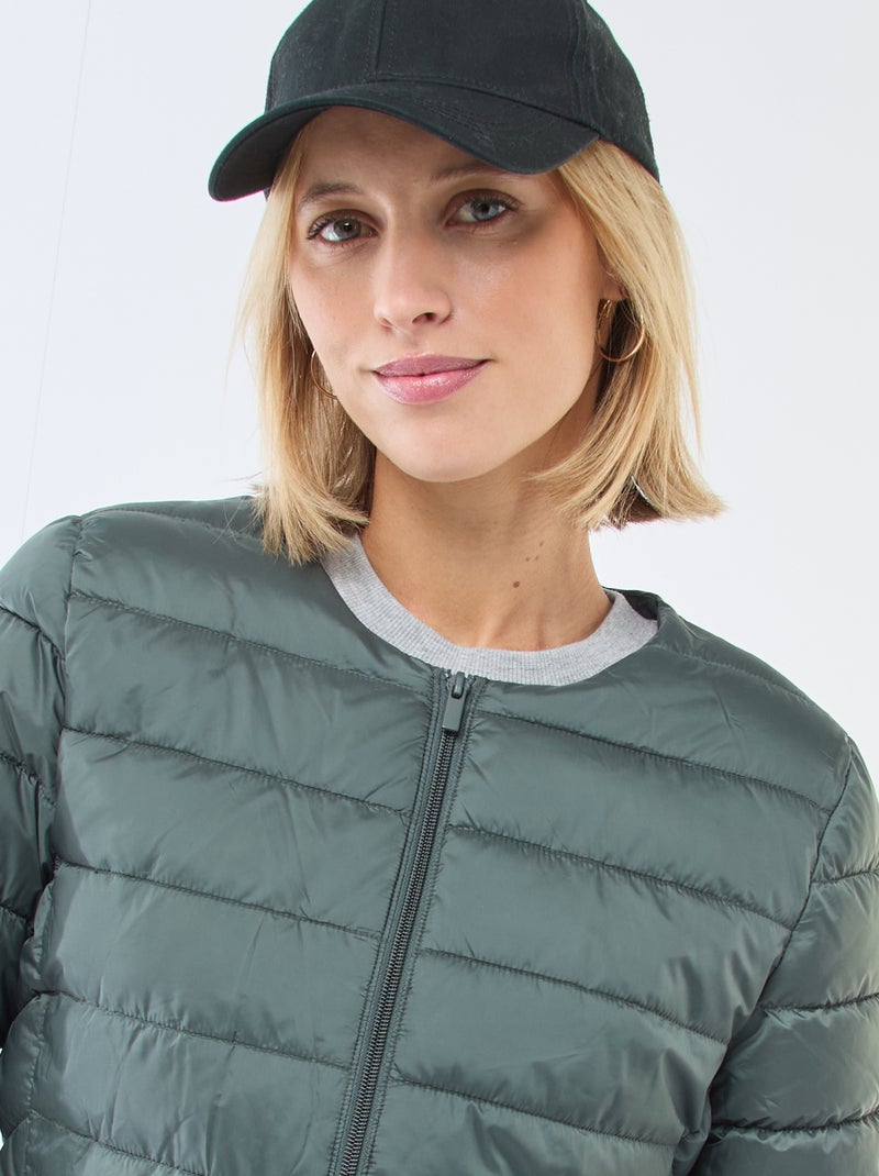 Doudoune légère matelassée et déperlante Kaki - Kiabi
