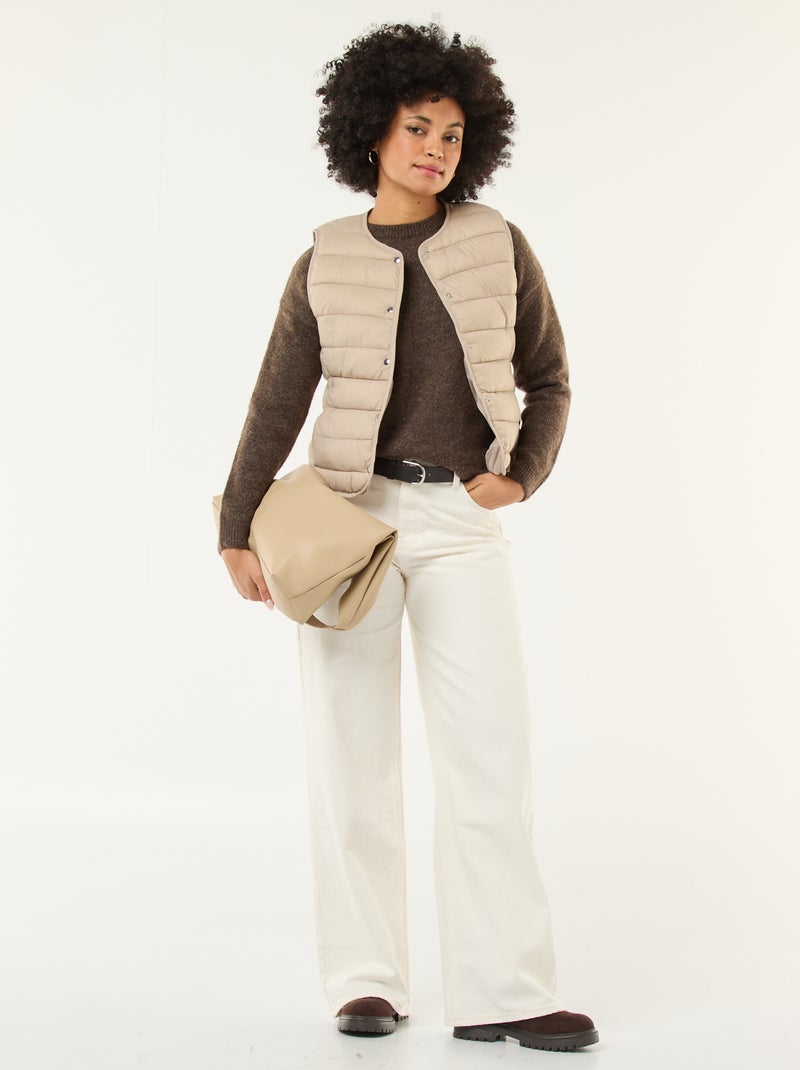 Doudoune légère matelassée sans manches Beige - Kiabi