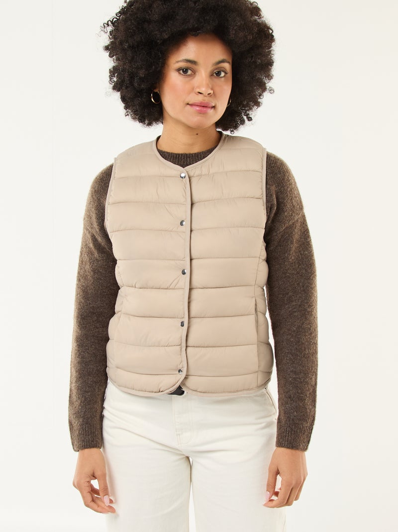 Doudoune légère matelassée sans manches Beige - Kiabi