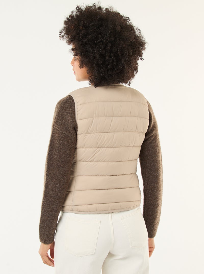 Doudoune légère matelassée sans manches Beige - Kiabi