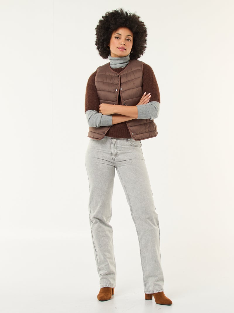 Doudoune légère matelassée sans manches Marron - Kiabi