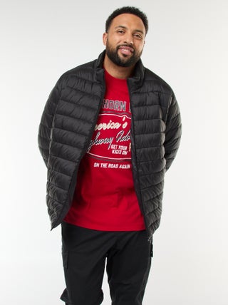 Doudoune légère unie à manches longues et col montant