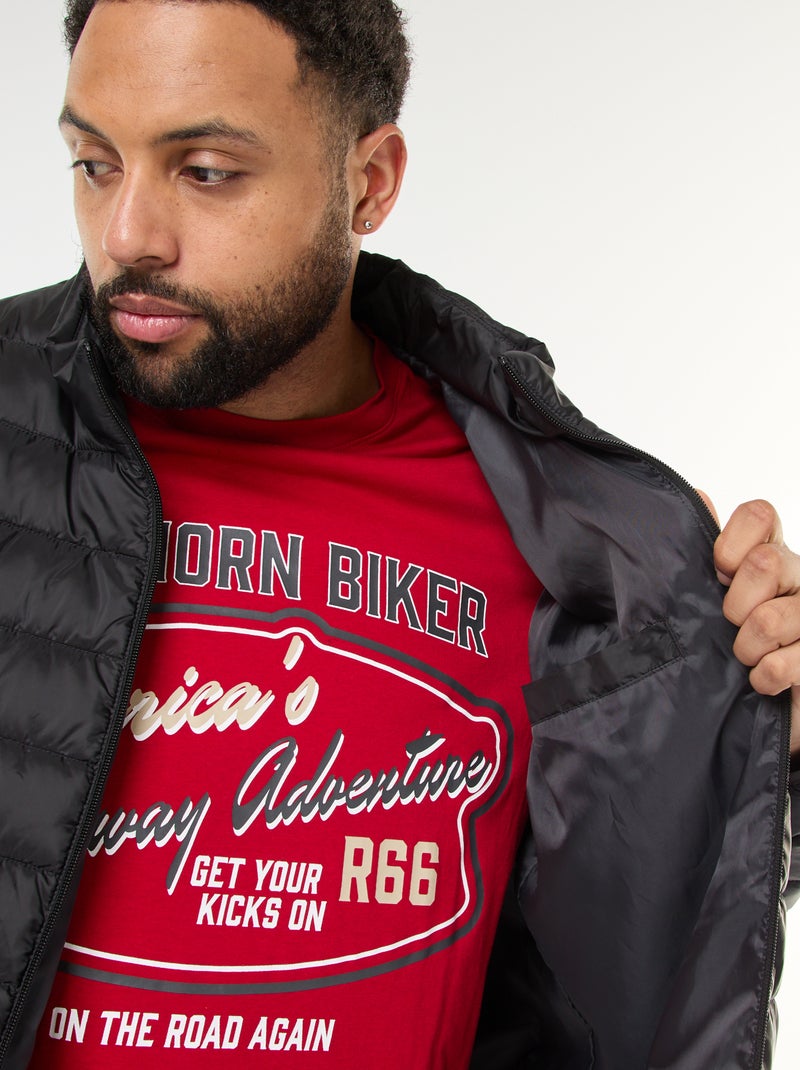 Doudoune légère unie à manches longues et col montant Noir - Kiabi