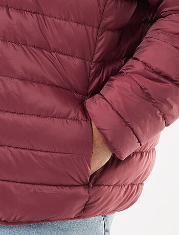 Doudoune légère unie à manches longues et col montant