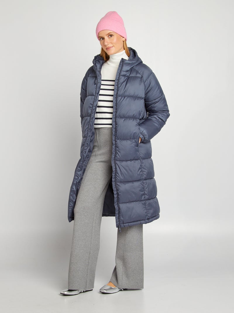 Doudoune light longue Gris bleu - Kiabi