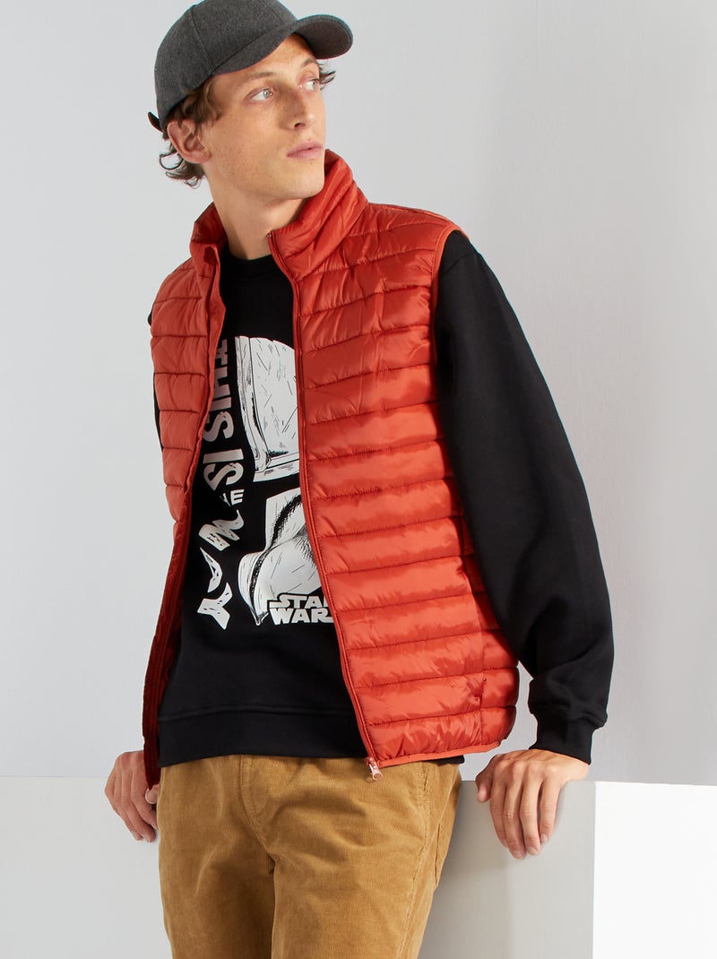 Doudoune light sans manches rouge brique - Kiabi