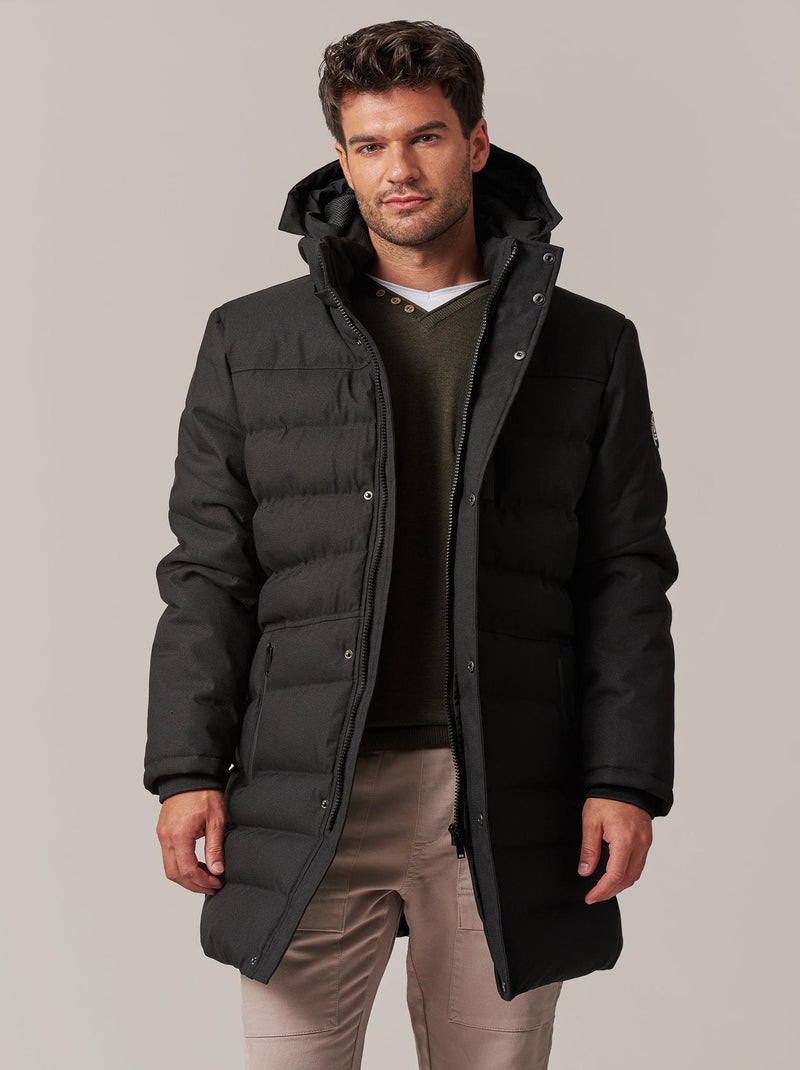 Doudoune longue à capuche et doublure en polyester  'Deeluxe' Noir - Kiabi