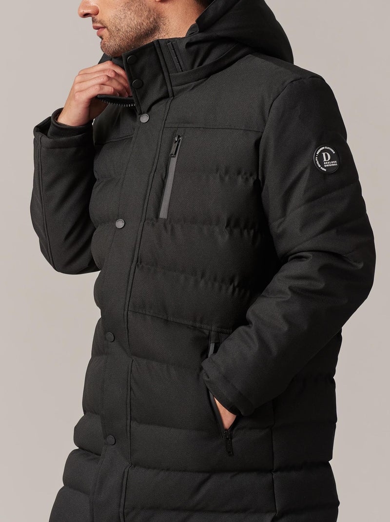 Doudoune longue à capuche et doublure en polyester  'Deeluxe' Noir - Kiabi