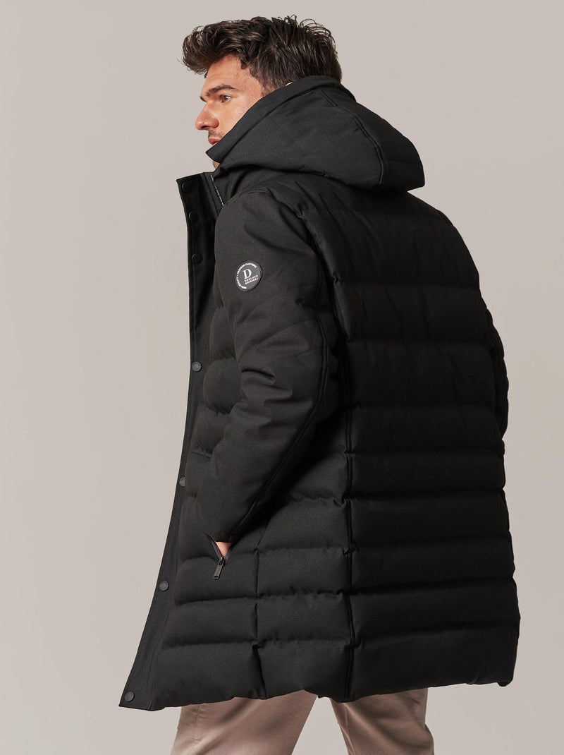 Doudoune longue à capuche et doublure en polyester  'Deeluxe' Noir - Kiabi