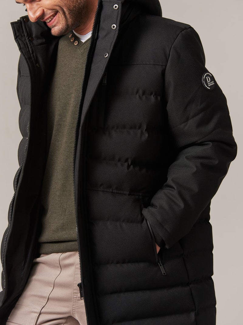 Doudoune longue à capuche et doublure en polyester  'Deeluxe' Noir - Kiabi