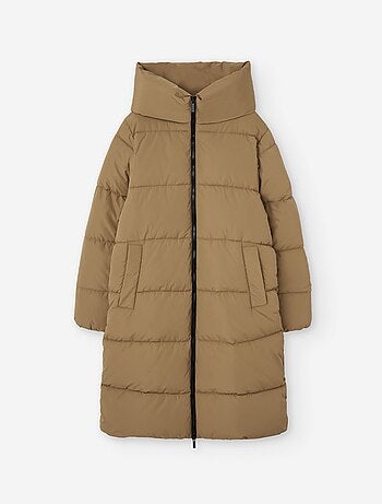 Doudoune longue à capuche et poches