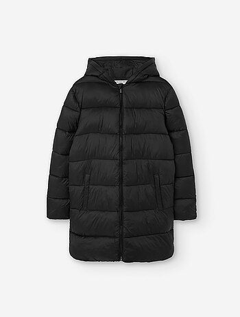 Doudoune longue à capuche et poches