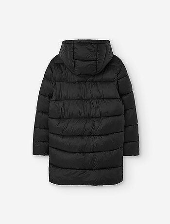 Doudoune longue à capuche et poches