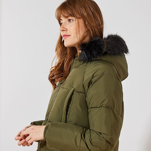 Doudoune longue à capuche Femme - kaki - Kiabi - 45,00€
