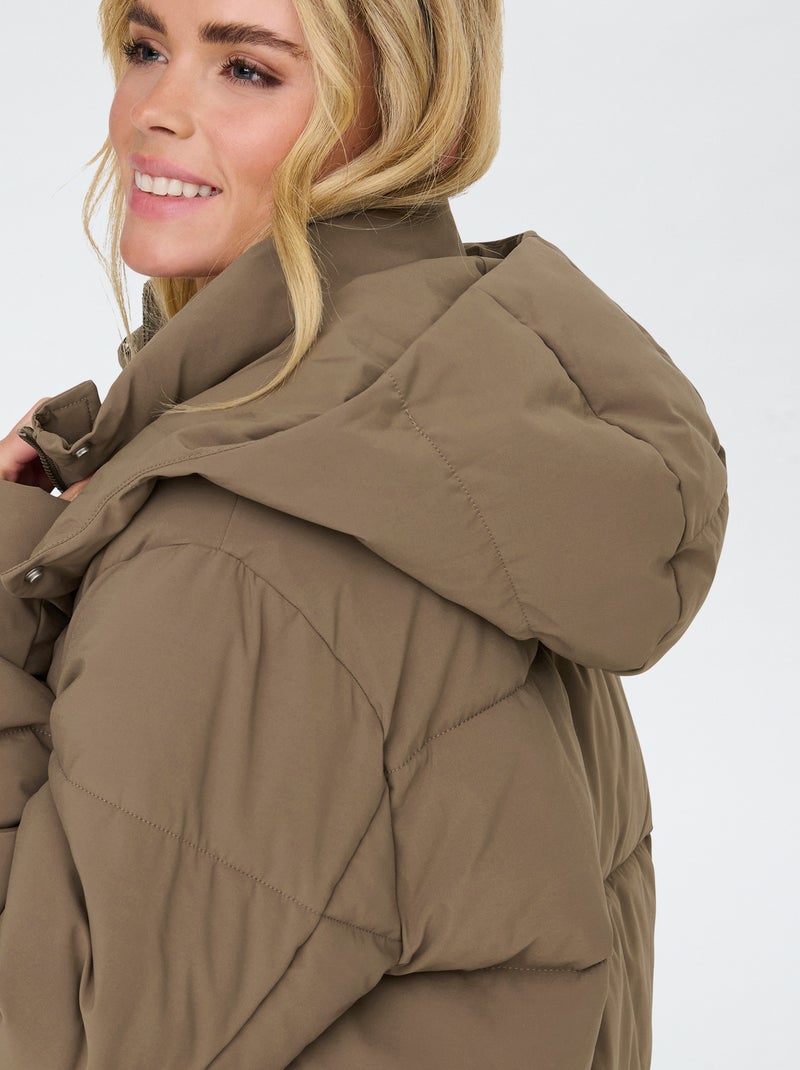 Doudoune longue à capuche matelassée 'JDY' Beige - Kiabi