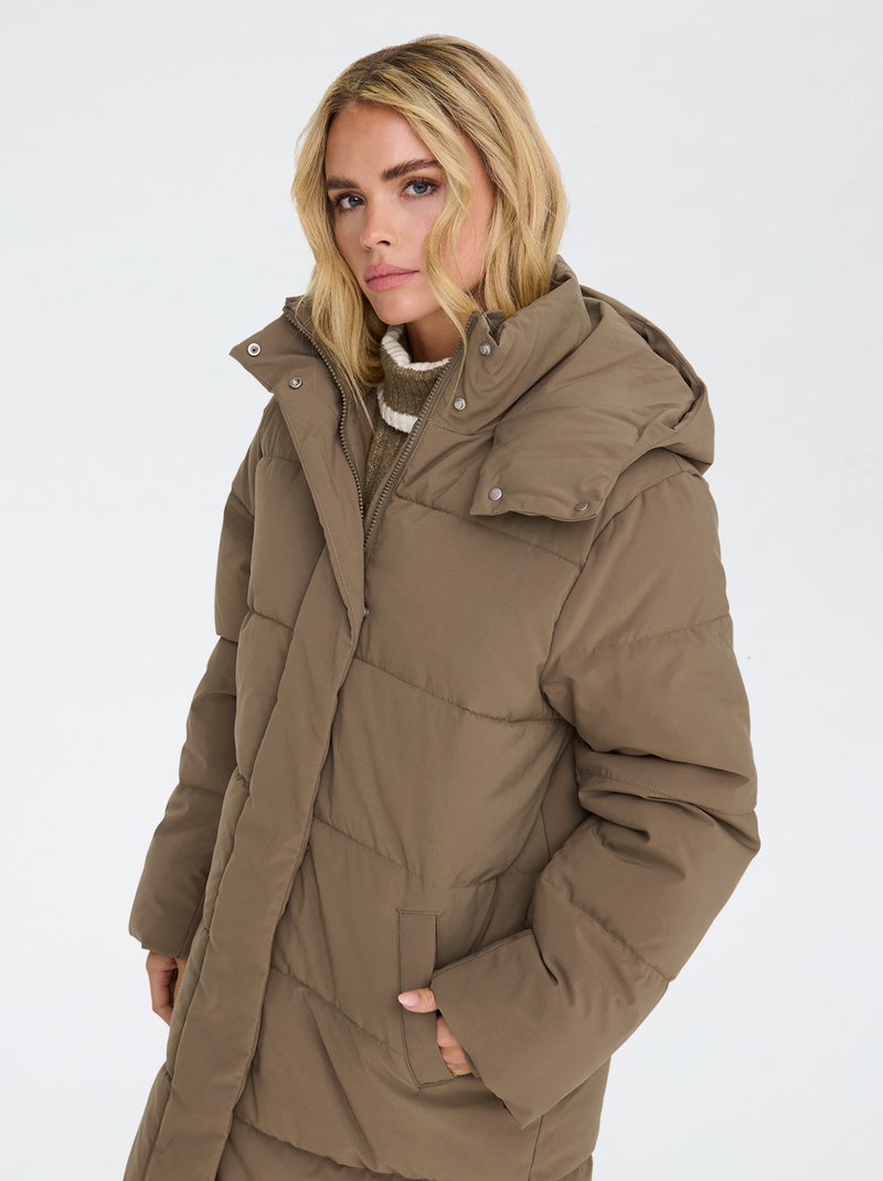 Doudoune longue à capuche matelassée 'JDY' Beige - Kiabi