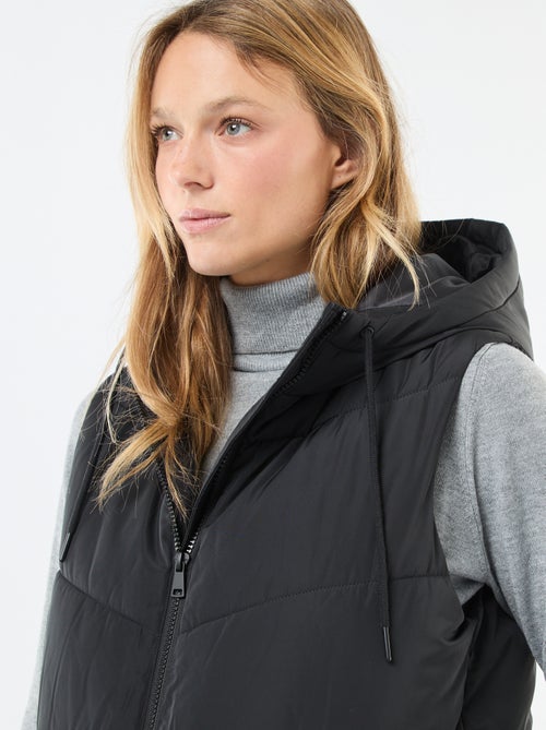 Doudoune longue à capuche sans manches - Kiabi