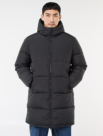 Doudoune longue à capuche unie