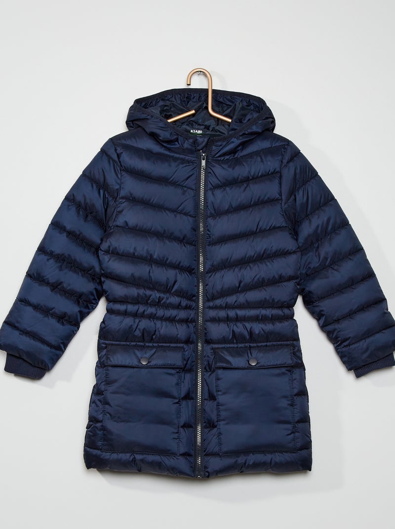Doudoune longue imperméable bleu marine - Kiabi