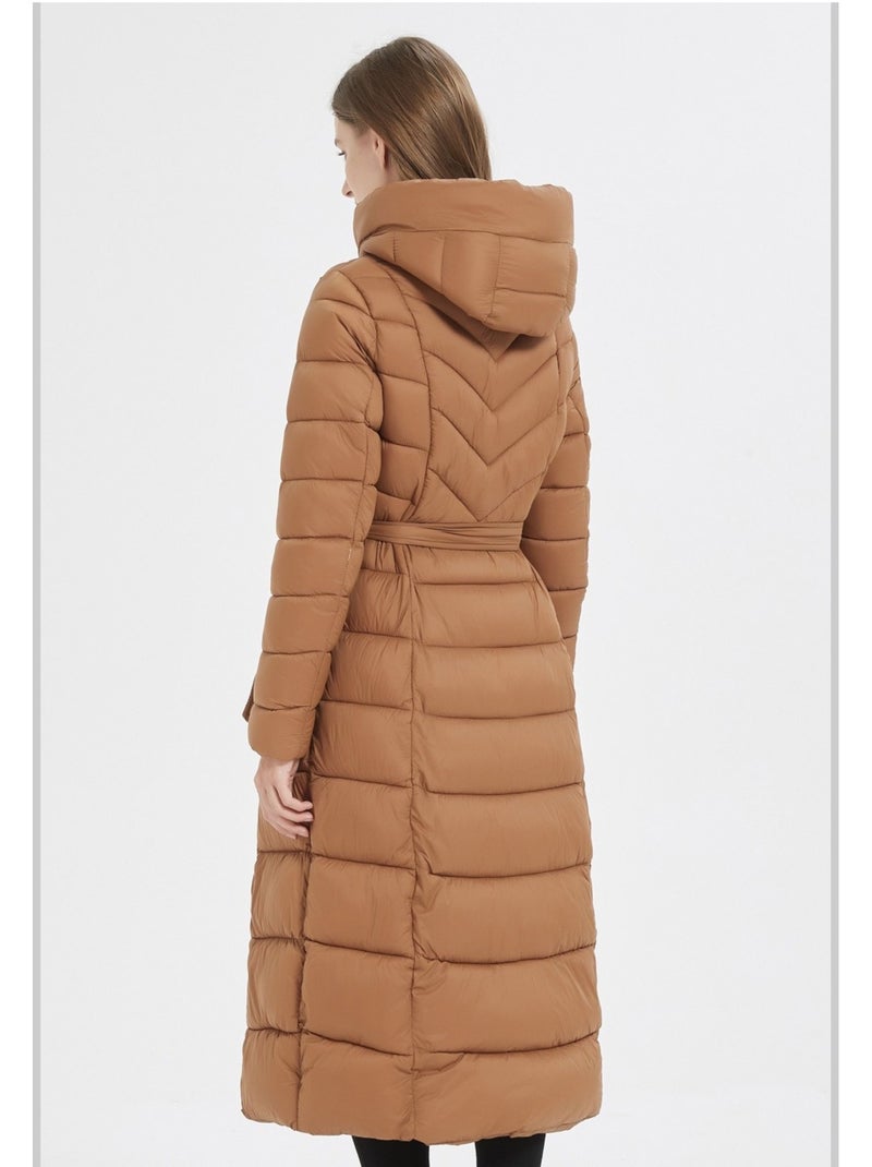 Doudoune Longue Kebello Marron - Kiabi