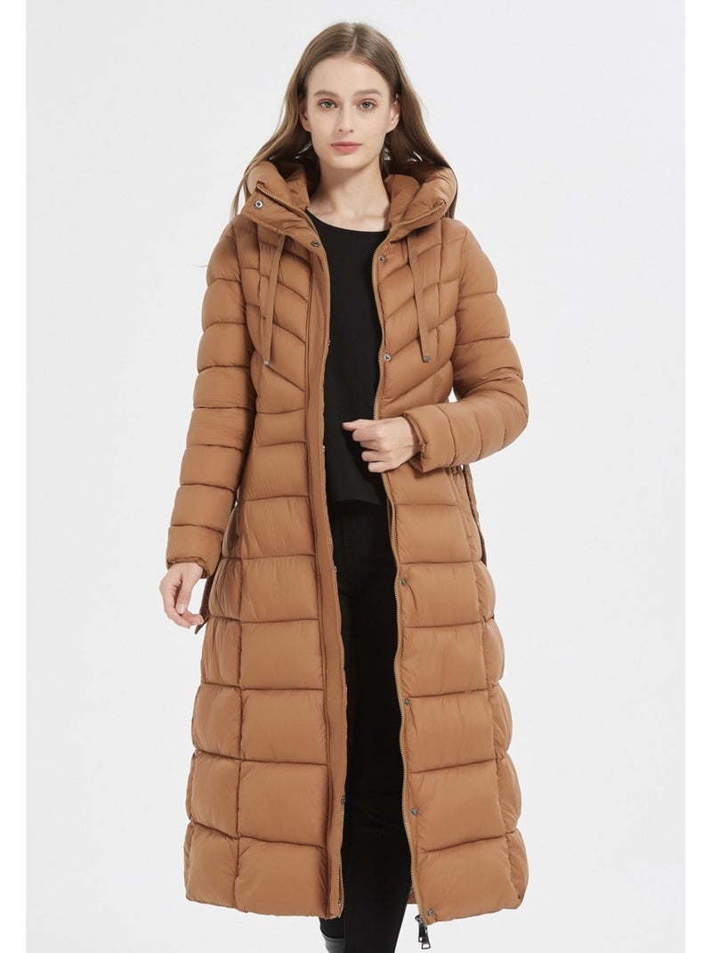 Doudoune Longue Kebello Marron - Kiabi