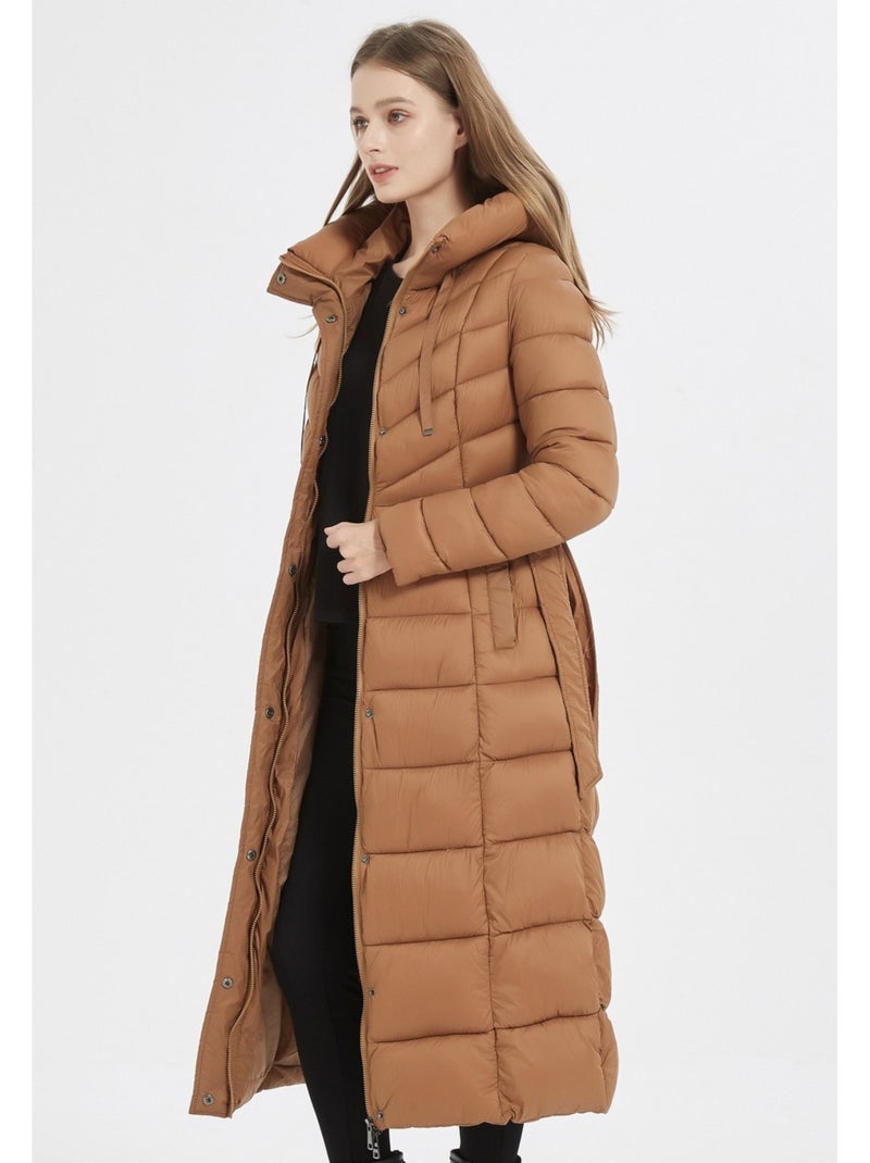 Doudoune Longue Kebello Marron - Kiabi