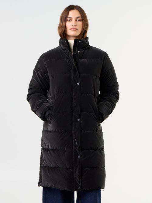 Doudoune longue matelassée à capuche amovible - Kiabi