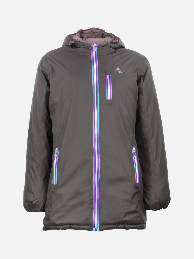 Doudoune longue réversible de ski   AWILL - PEAK MOUNTAIN Marron - Kiabi