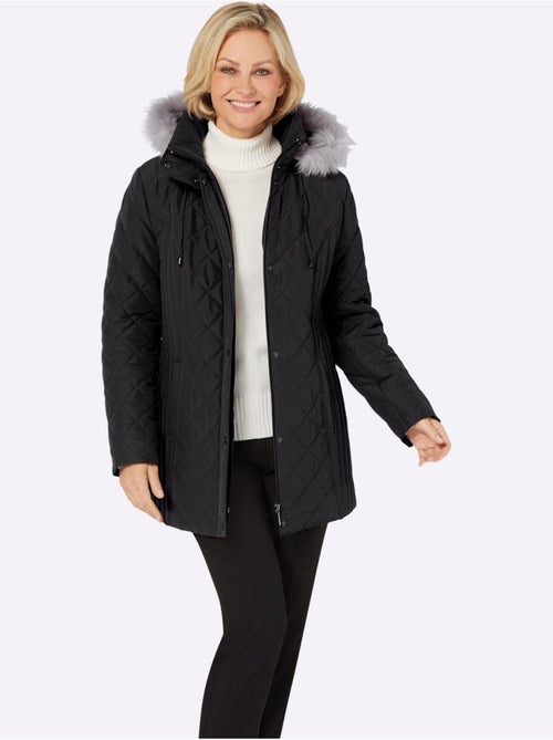 Doudoune matelassée à capuche amovible et empiècement en fourrure - Taille standard - Moda Vilona - Kiabi Doudoune matelassée à capuche amovible et empiècement en fourrure - Taille standard - Moda Vilona - Kiabi